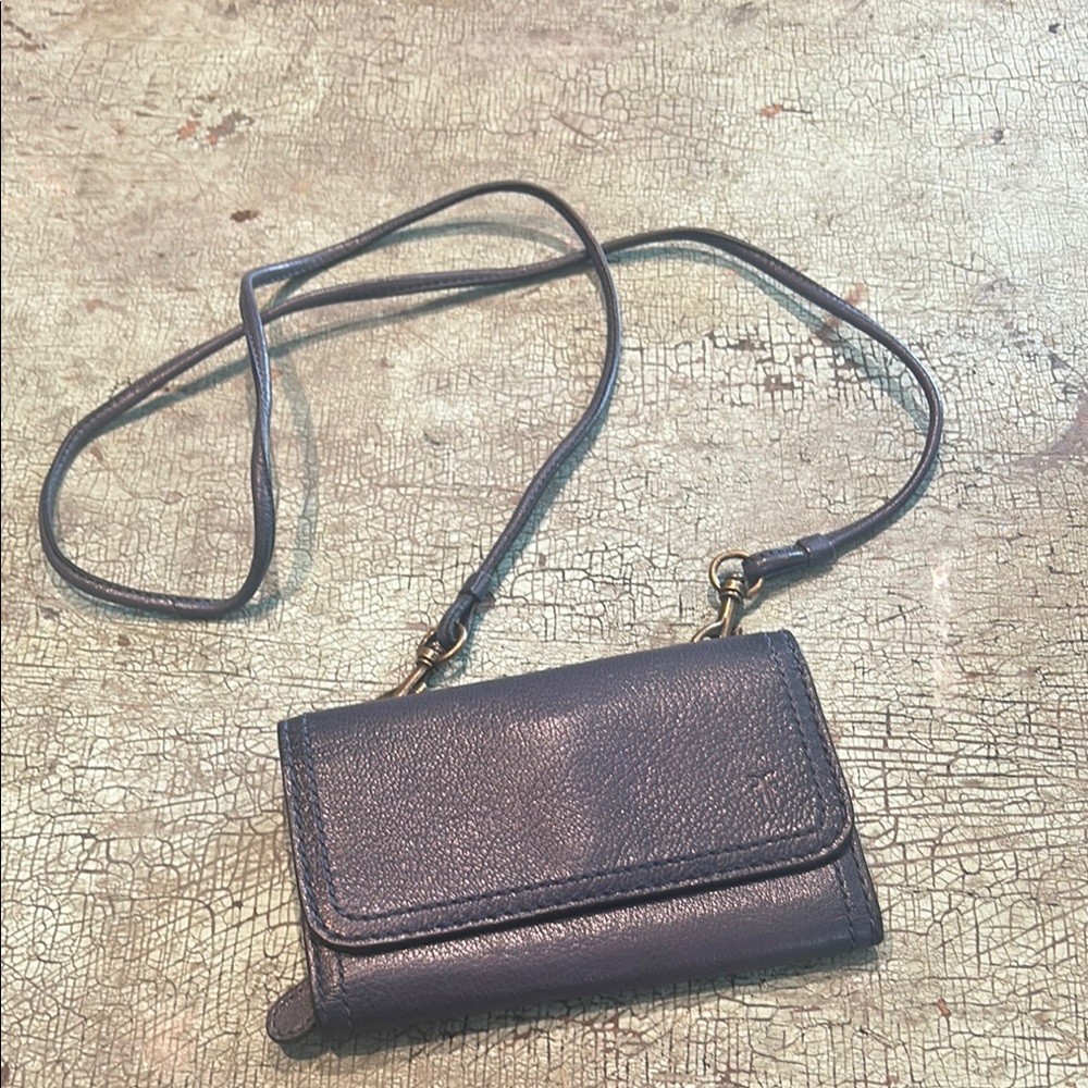 Frye Blue Leather Lilly Phone Crossbody Wallet